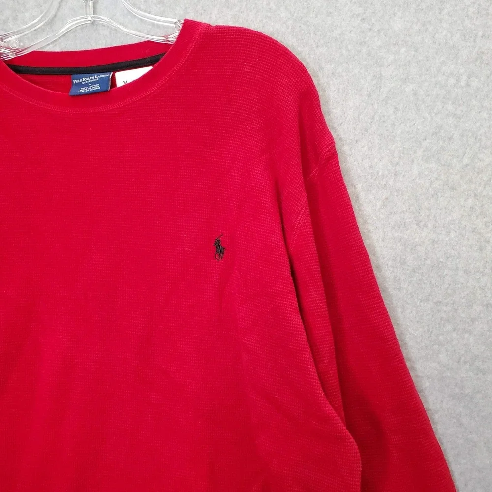 Polo Ralph Lauren Men Sleepwear Large Red Logo Embroidered Waffle Knit Thermal